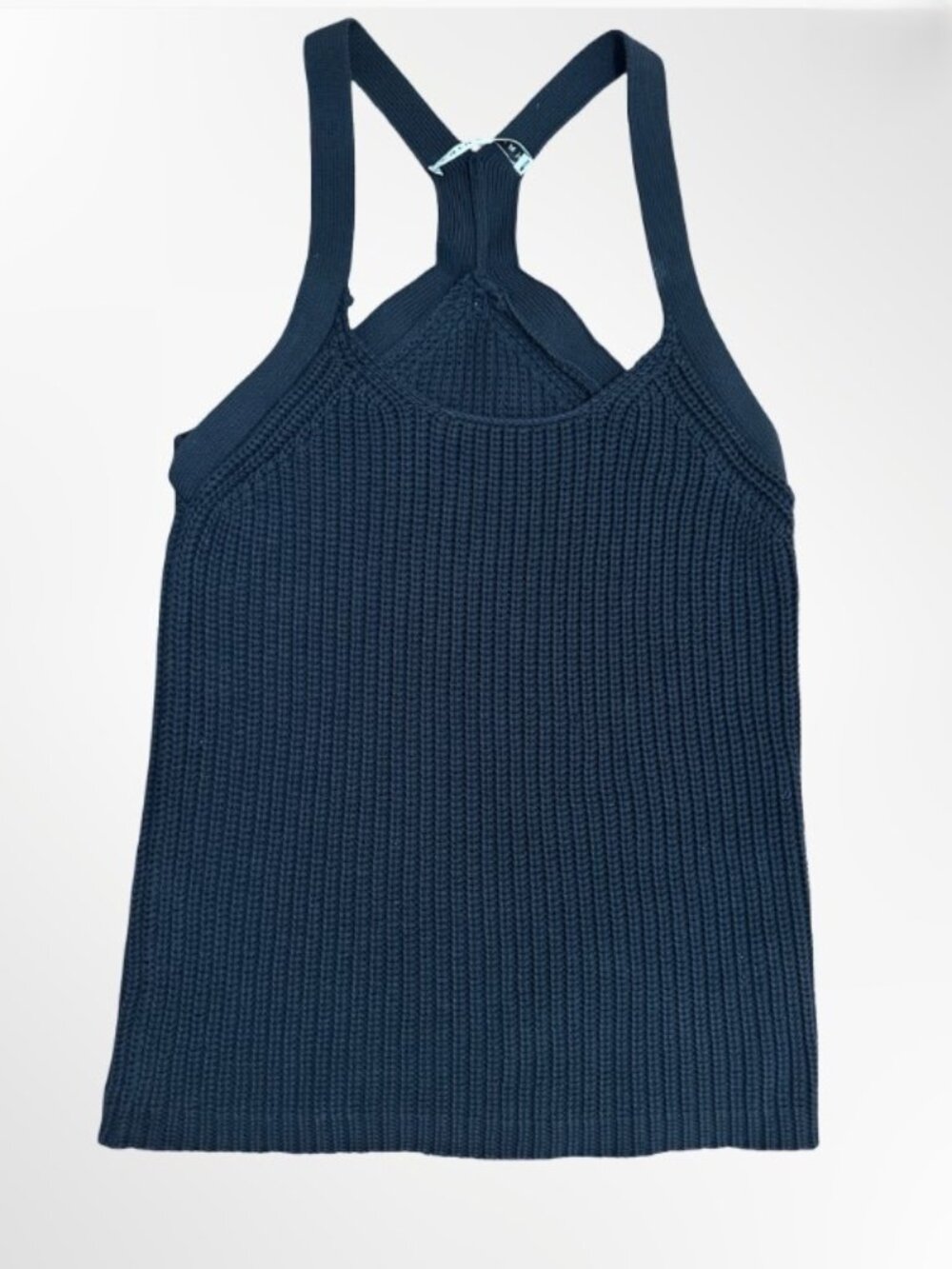 Trina Turk Pima Cotton Black Ribbed Knit Racerback Tank Top - Size Medium